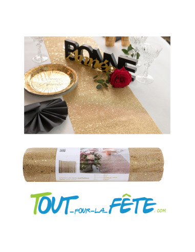 Chemin de table or paillettes 28 cm x 3 m