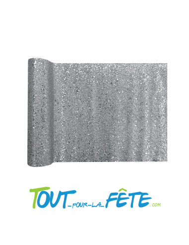 Chemin de table argent paillettes