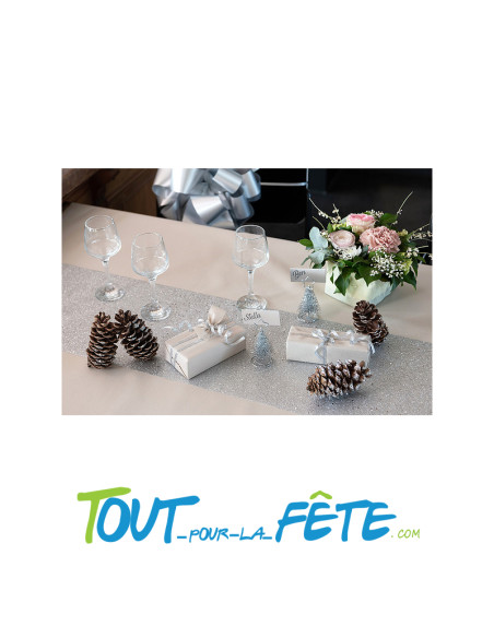 Chemin de table argent paillettes