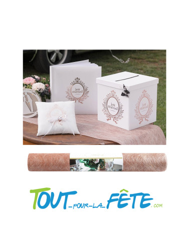 Chemin de table Fanon métallisé rose gold 30 cm x 5 m