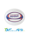 10 assiettes motif rugby tricolore 25 x 20.5 cm