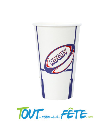 Lot de 10 grands gobelets rugby en carton