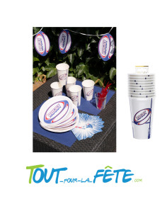 Lot de 10 grands gobelets rugby en carton 2
