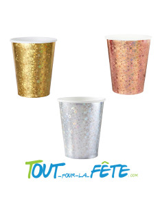 Lot de 10 gobelets étincelants  métallisé en carton 27 cl