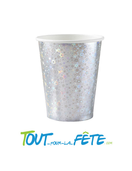 Lot de 10 gobelets étincelants  métallisé en carton 27 cl