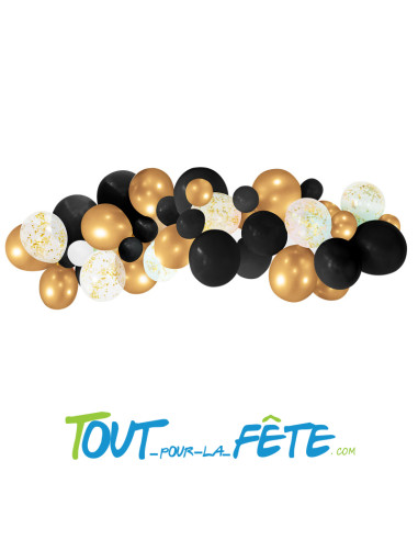 Kit de 50 ballons pour arche or et noir