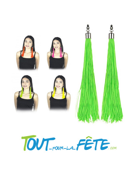Boucles d'oreilles à frange orange néon