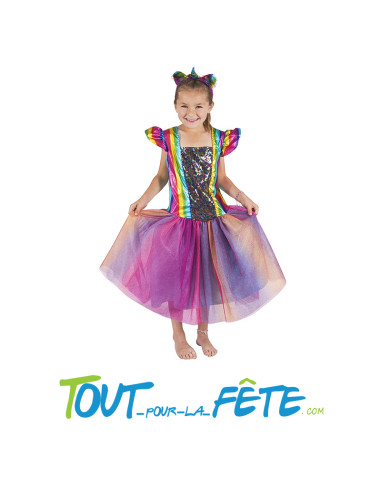 Costume licorne - enfant - arc en ciel - 5/6 ans