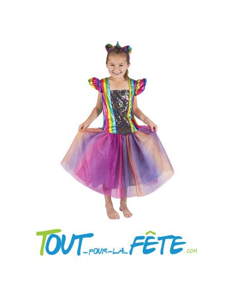 Costume licorne - enfant - arc en ciel - 5/6 ans