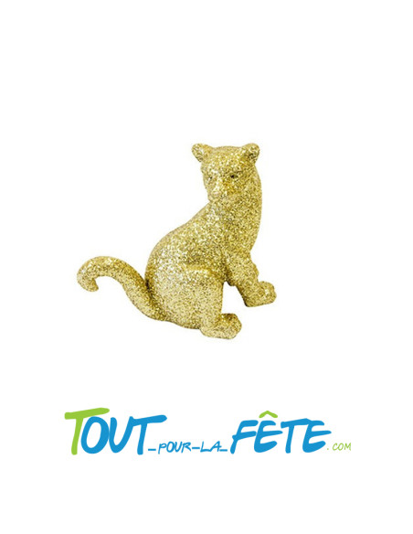 Panthère en résine dorée et paillette