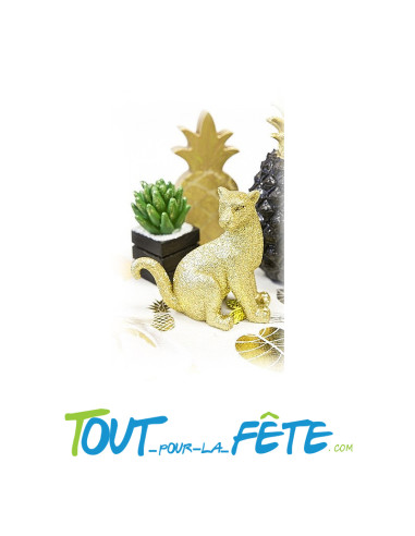 Panthère en résine dorée et paillette