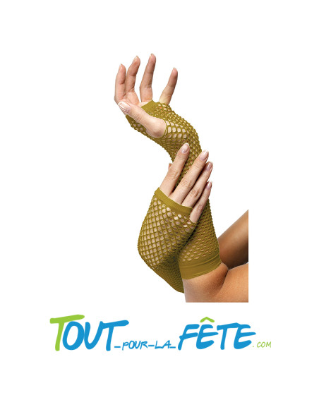 2 mitaines Colorz dorées en résille