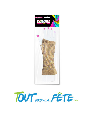 2 mitaines Colorz dorées en résille