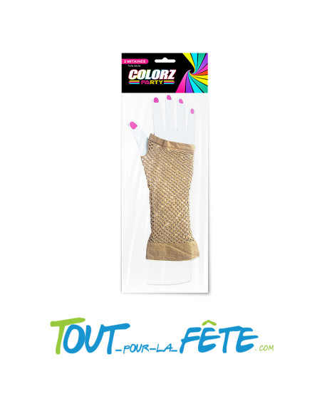2 mitaines Colorz dorées en résille