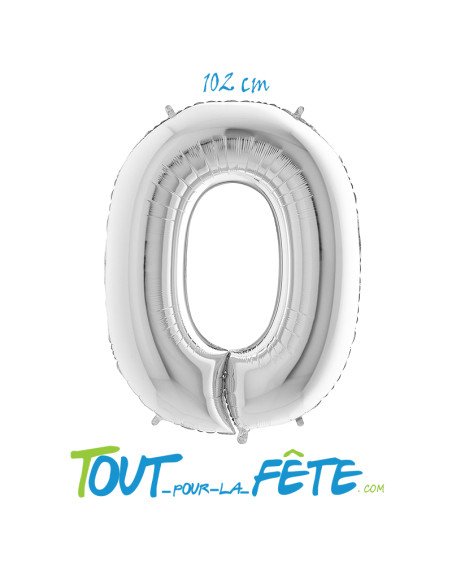 Ballon chiffre aluminium 102 cm argent