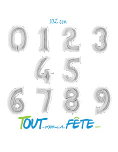 Ballon chiffre aluminium 102 cm argent
