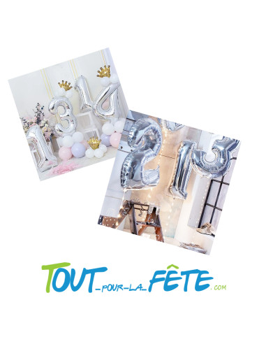 Ballon chiffre aluminium 102 cm argent