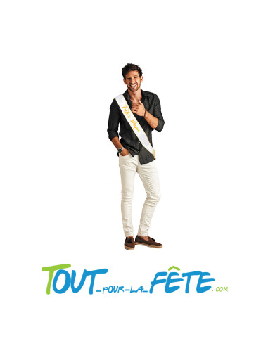 Echarpe mister Futur papa blanche et or...