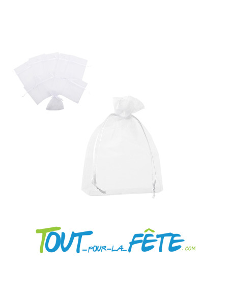 10 Pochons Organza Blanc 8x10cm