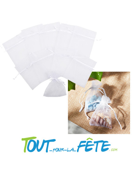 10 Pochons Organza Blanc 8x10cm