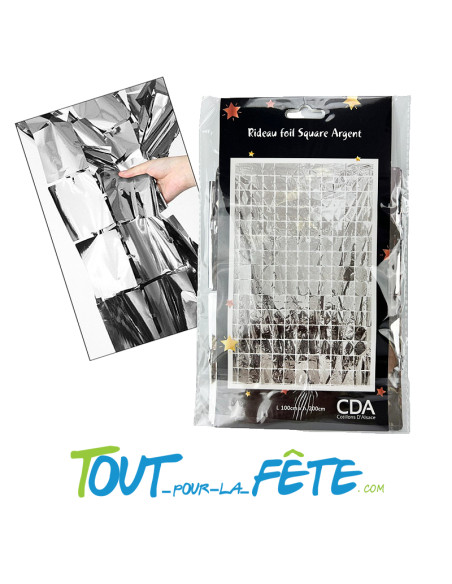 Rideau foil square argent 200 x 100 cm