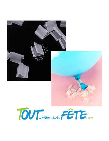 Lot de 50 Clips plastique pour ballons gonflables