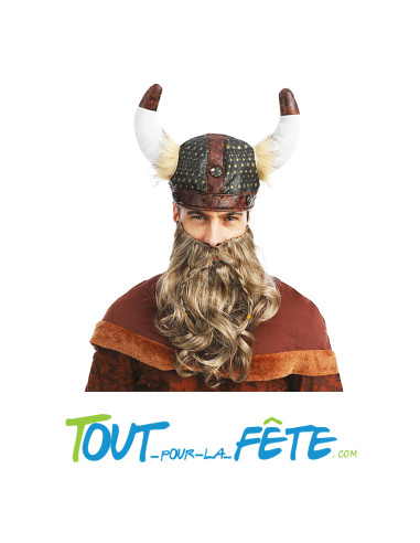 Barbe de Viking avec moustache et deux tresses