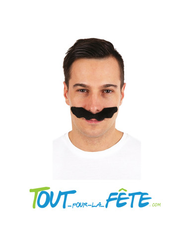 Moustache Mario noire avec adhésif