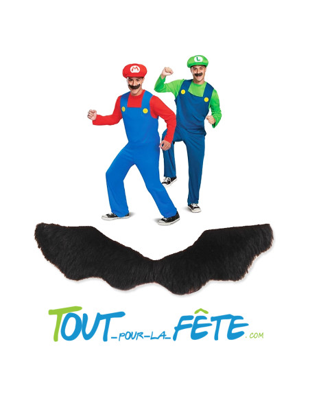 Moustache Mario noire avec adhésif