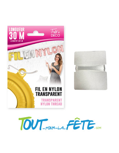 Fil nylon transparent 30 M pour guirlande ballons