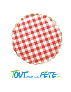 Assiette guinguette ou vichy 23 cm  x 8