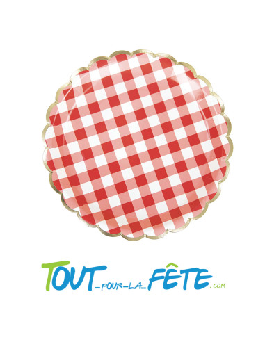 Assiette guinguette ou vichy 23 cm  x 8