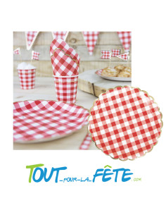 Assiette guinguette ou vichy 23 cm  x 8 2