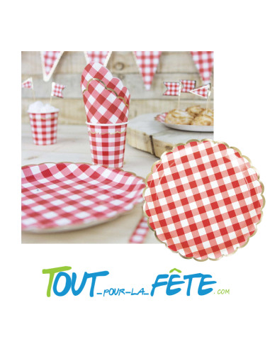 Assiette guinguette ou vichy 23 cm  x 8