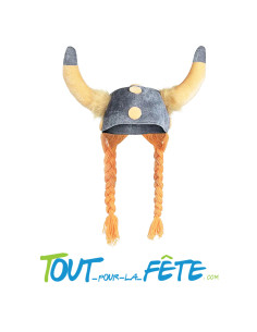 Chapeau Gaulois avec cornes et tresses