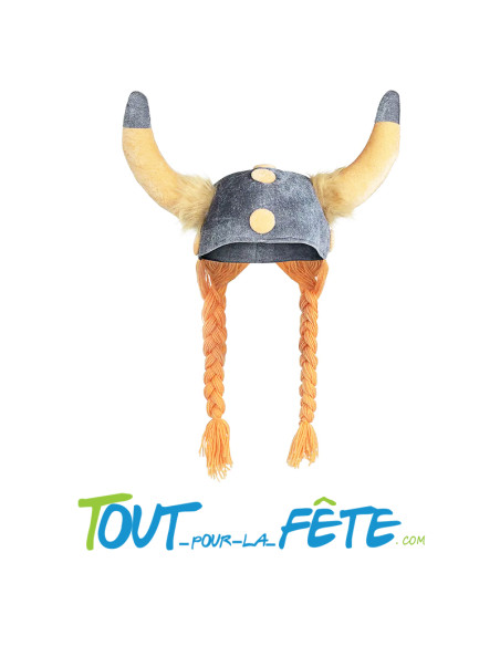 Chapeau Gaulois avec cornes et tresses