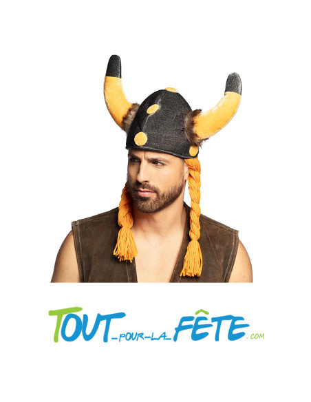Chapeau Gaulois avec cornes et tresses