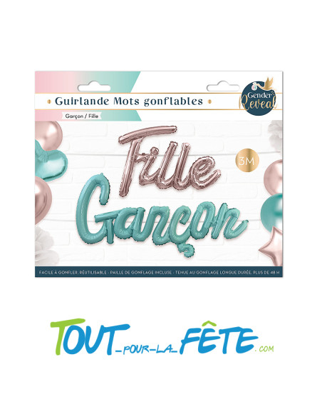 Guirlande ballons Gender Reveal fille garçon 3m