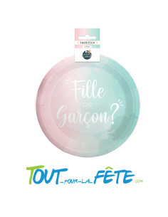 Pack de 6 Assiettes Gender Reveal 23 cm 2