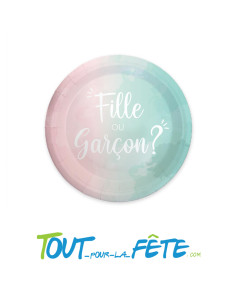 Pack de 6 Assiettes Gender Reveal 23 cm