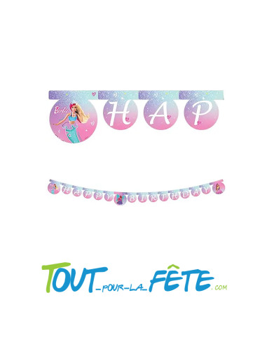 Guirlande Barbie fantasy happy birthday 2 mètres