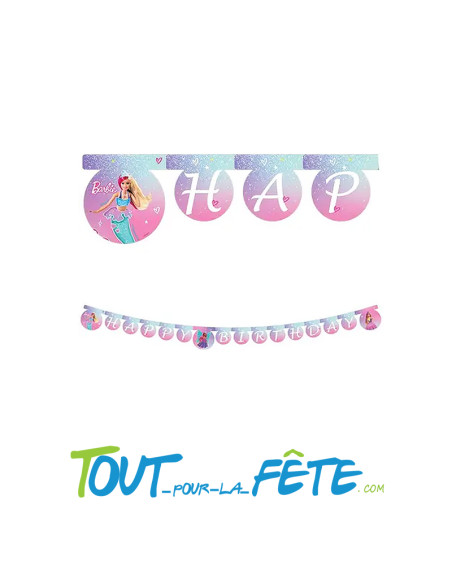 Guirlande Barbie fantasy happy birthday 2 mètres