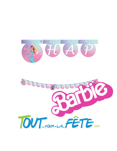 Guirlande Barbie fantasy happy birthday 2 mètres