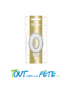 Bougie chiffre anniversaire argent irisée 2