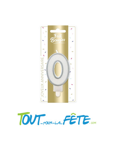 Bougie chiffre anniversaire argent irisée
