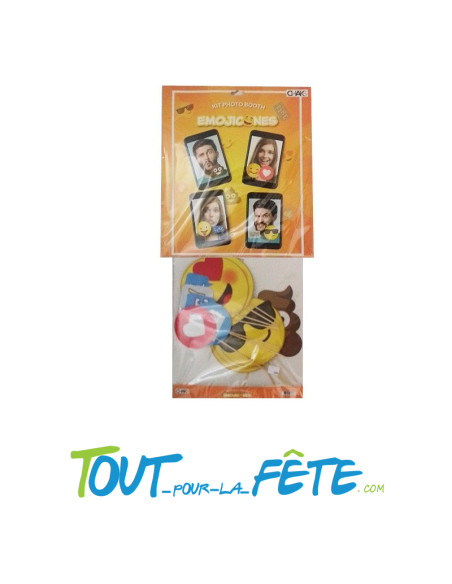 Kit PHOTO BOOTH thème Emojicones smiley 12 pièces