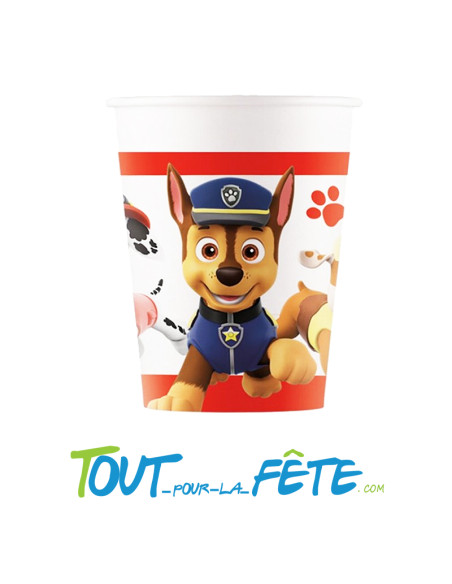 Lot de 8 gobelets en carton 20cl Pat Patrouille © sous licence officielle