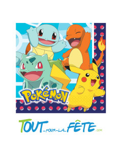 Lot 16 serviettes Pokémon 33 cm