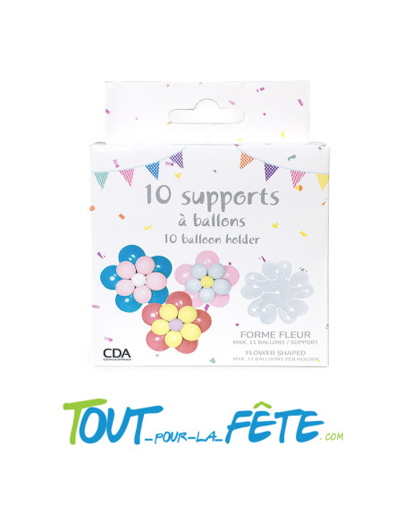 10 Supports Ballons 8cm forme fleur