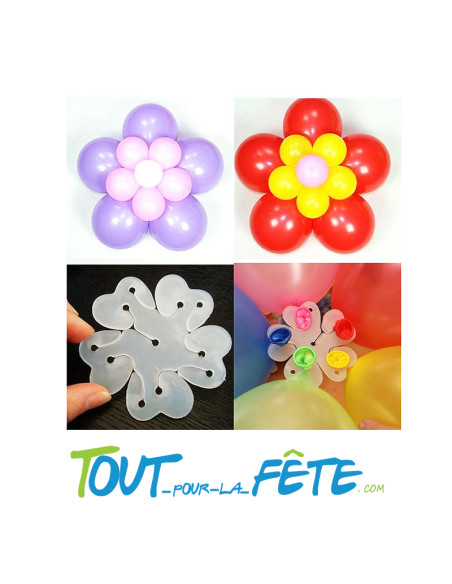 10 Supports Ballons 8cm forme fleur